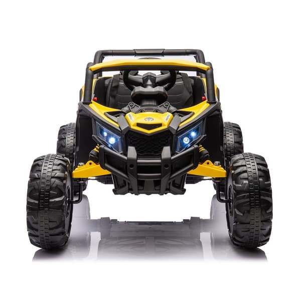 slide 2 of 95, 12V Kids Ride-On Car with 3-Point Safety Harness, Music Player & LED Lights, Ages 3-8 Yellow