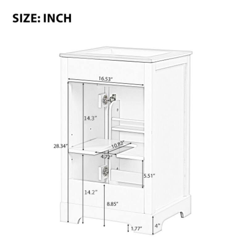 20" Bathroom Vanity with Ceramic Sink, Soft Close Door, Adjustable Shelf, Modern Design