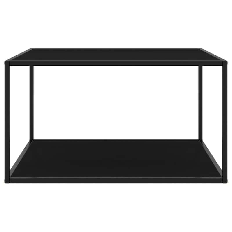 vidaXL Coffee Table Black with Black Glass 35.4"x35.4"x19.7" - 35.4" x 35.4" x 19.7"