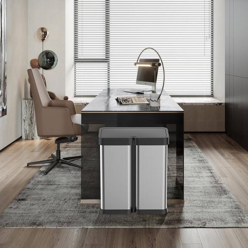 2x8 Gallon Sensor Trash Can with Dual Compartment Soft Lid and Recycling Bin Combo for Kitchen, Bathroom, Office