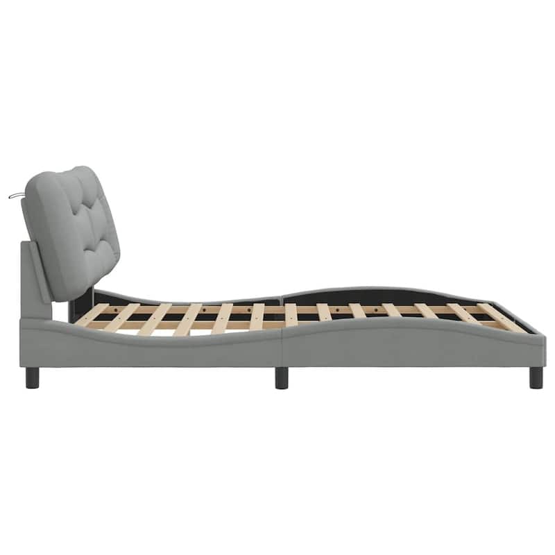 vidaXL Bed Frame without Mattress "Hvar" Light Gray Fabric