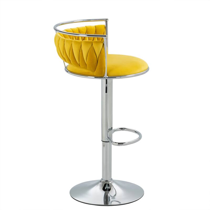 Modern Velvet Adjustable Swivel Bar Stools Set of 2