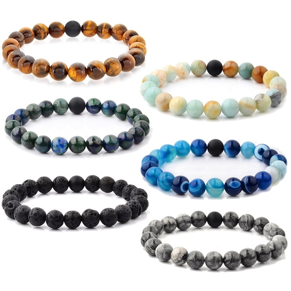Crucible Spiritual Healing Natural Stone Bead Stretch Bracelet. Opens flyout.