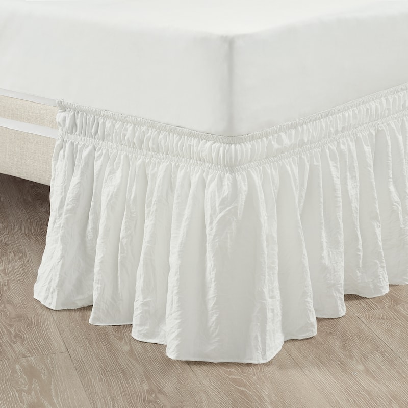 Lush Decor Ruched Ruffle Elastic Easy Wrap Around Bedskirt - Twin/Twin-XL/Full - White