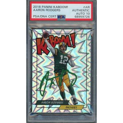 Aaron Rodgers Autographed 2018 Panini Kaboom Signed Card #AR Auto Graded PSA 10 - 8'6" x 11'6"