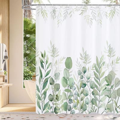 Green Eucalyptus Shower Curtain, 72" x 72", Botanical Decor