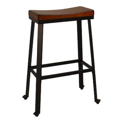 30" Brown and Black Classic Saddle Seat Counter Stool