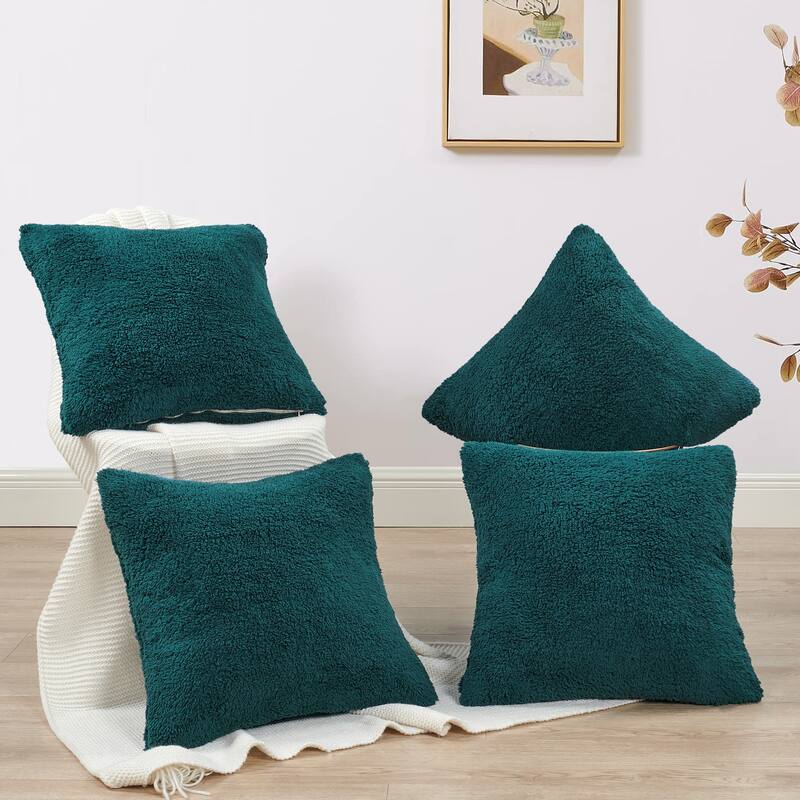 Accent Sherpa Pillow Cover Set of 4 20Inch x 20Inch, NO INSERT