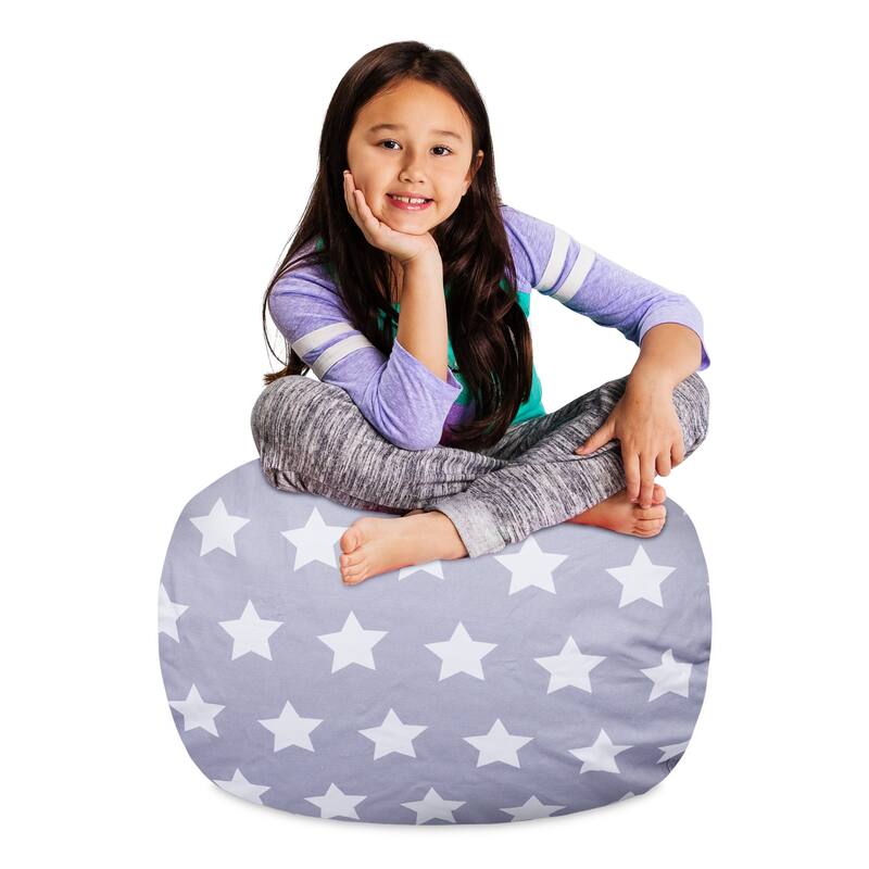 Kids Bean Bag Chair Cover Stuffed Animal Storage or Toy Organizer