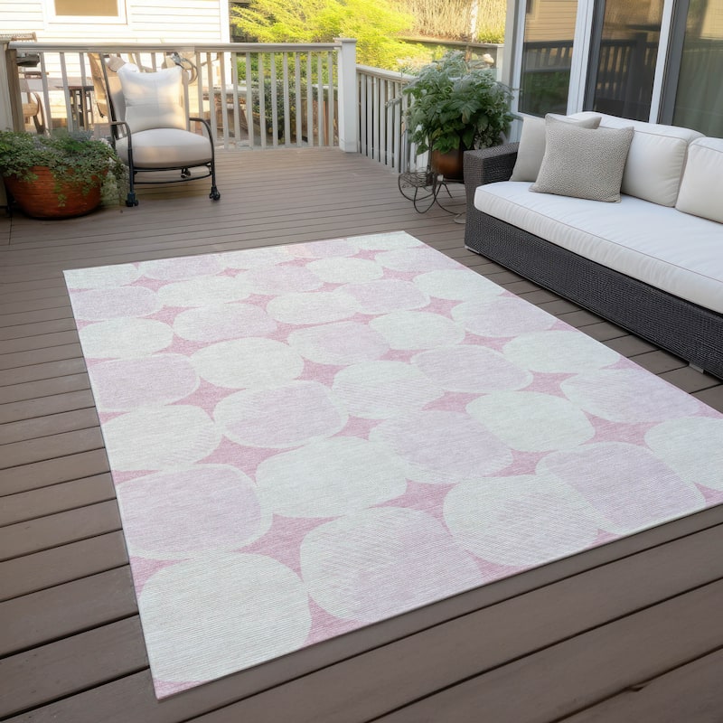 Machine Washable Indoor/ Outdoor Chantille Puffy Modern Rug - Pink - 9' x 12'
