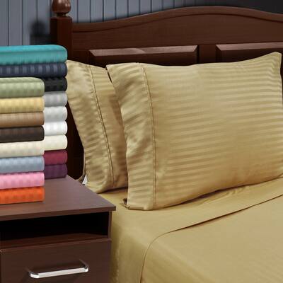 Superior Striped Wrinkle-resistant Deep Pocket Bed Sheet Set