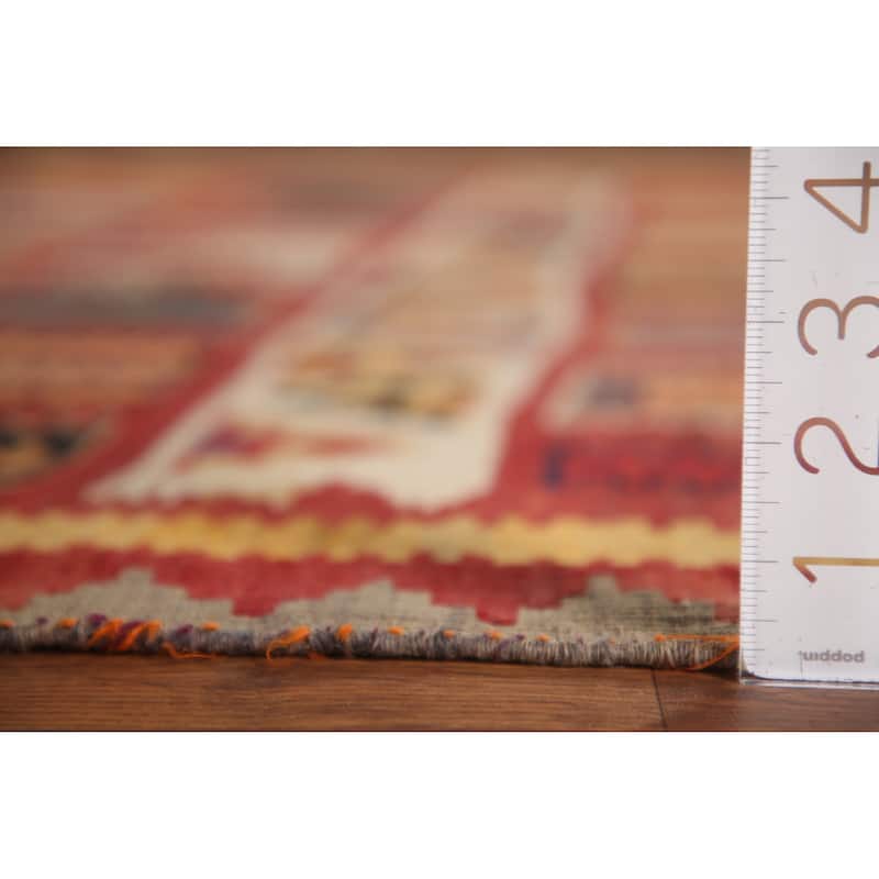 Vegetable Dye Kilim Qashqai Persian Vintage Rug Flatweave Wool Carpet - 4'3"x 6'4"
