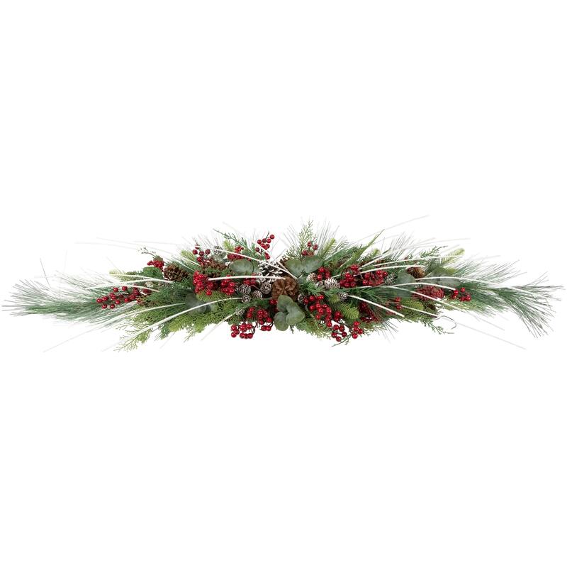 Berries Birch Twigs Artificial Pine Christmas Swag 62" Unlit