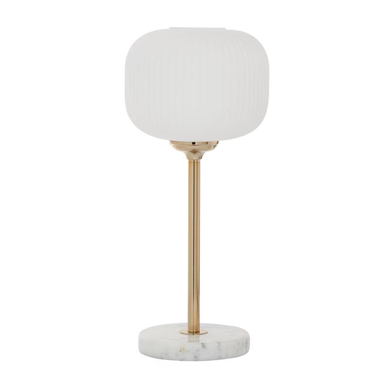 Metal Room Table Lamp with Round Ribbed Shade - White - CosmoLiving by Cosmopolitan - White