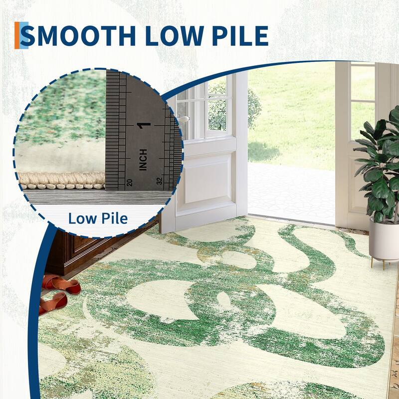 Modern Washable Area Rug Animal Snake Pattern Rug Home Decor Snake Carpet, Low Pile Non Slip Rug