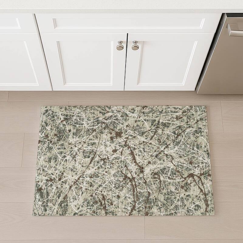 Machine Washable Indoor/ Outdoor Modern Splatter Chantille Rug