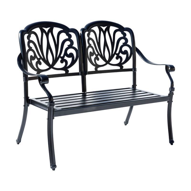 Cast Iron Outdoor Garden Bench - 35" - Black