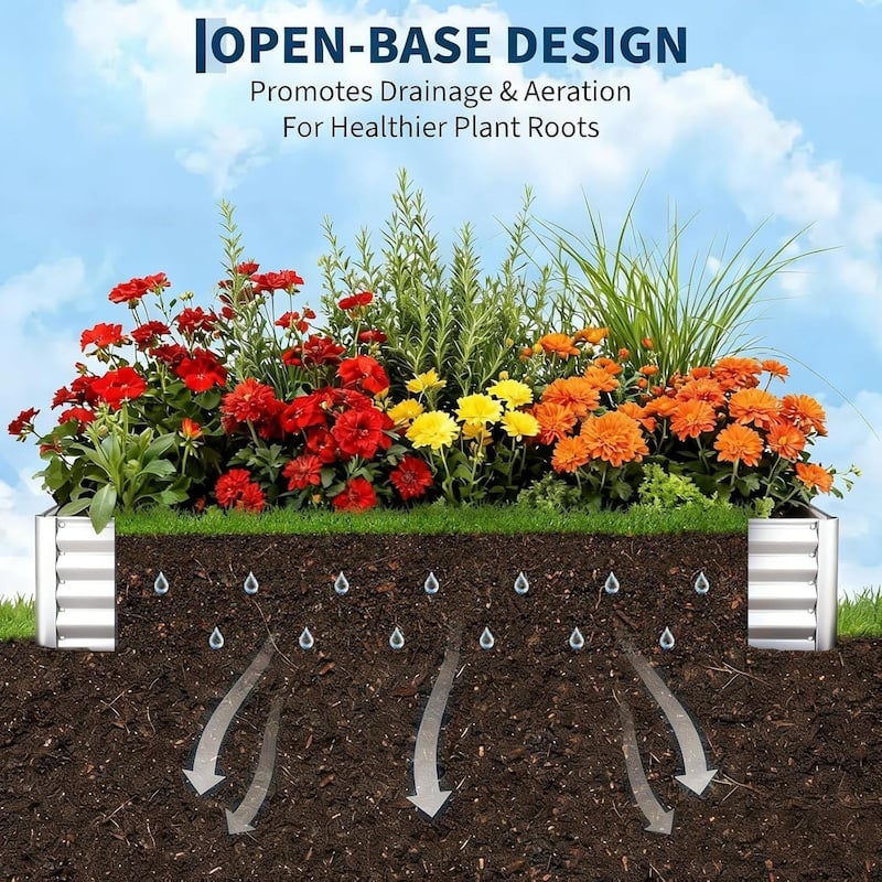 2-Pack 6x1.5x1FT Galvanized Raised Garden Beds Outdoor Metal Planter Boxes for Vegetables Flowers and Herbs