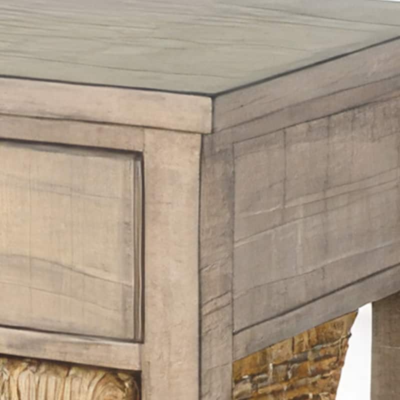 16 in. Pebble Brown Rectangle Wood End Table, Sturdy Build End Side Table for Living Rooms