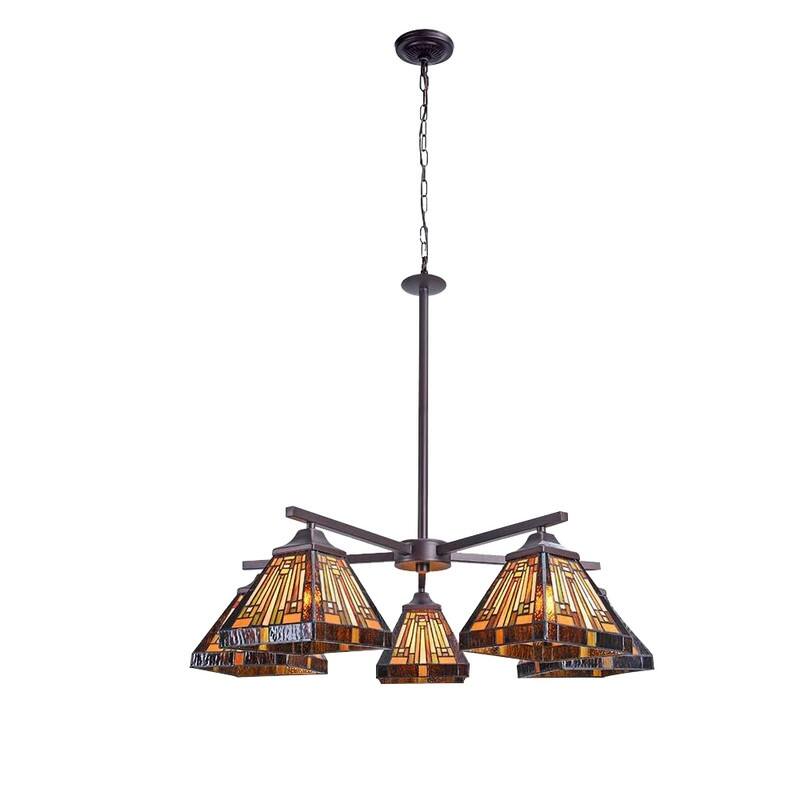 5 Light light bulb Amber brown light fixtures glass, metal pendant light - N/A