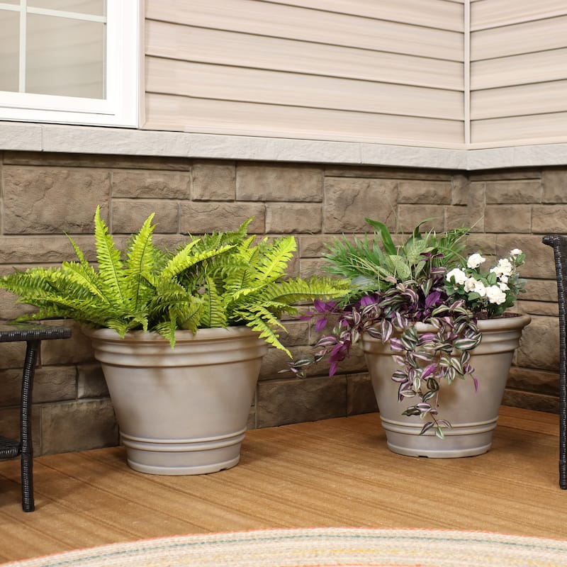 Sunnydaze Franklin Outdoor Flower Pot Planter - Beige - 20-Inch - 2-Pack - 2 Planters