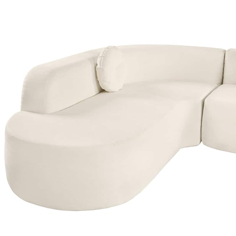 122" Polyester 4-Seat Sectional Sofa with Curved Design & High-Resilience Foam