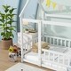 preview thumbnail 5 of 127, Wood Toddler House Bed with Roof Frame and Safety Guardrails Montessori Floor Bed without Slats No Door Houseshaped Platform Bed