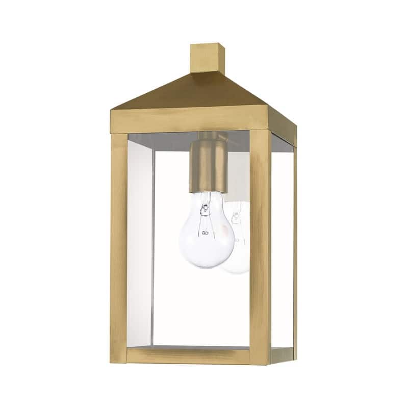 Livex Lighting 1-light Antique Brass Outdoor Wall Lantern, 20582-01 - 6.25" W. x 12.75" H x 6.25" Ext