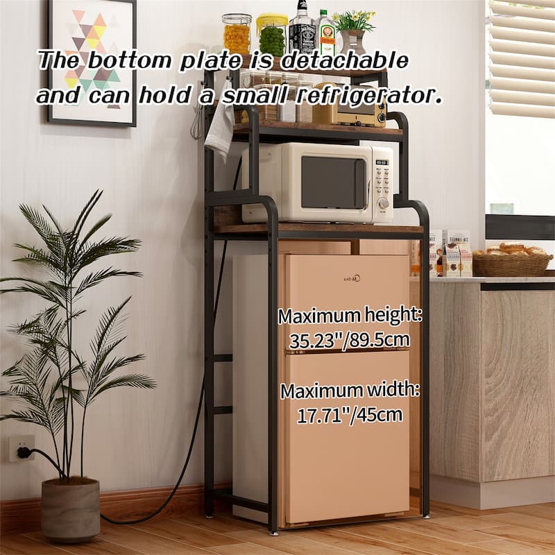 Vintage 4-Tier Mini Fridge Stand with Storage