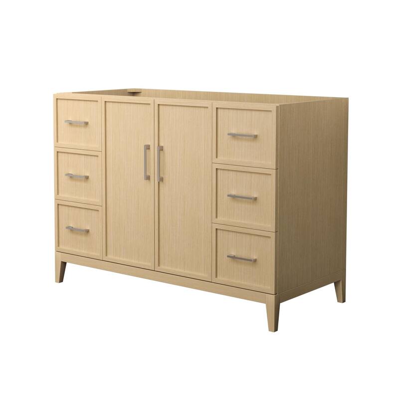 Elan 48-inch Single Vanity Cabinet - White Oak, Nickel Trim, No Top