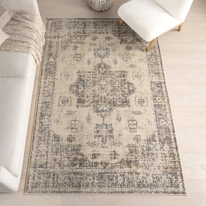 Nuloom Betania Faded Medallion Area Rug - 5' x 8' - Beige - Rectangle