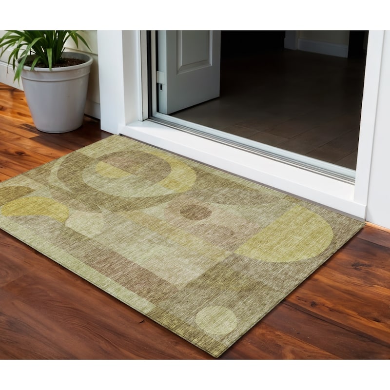 HomeRoots Abstract Transitional Rectangle Outdoor Rug - 3' x 5'