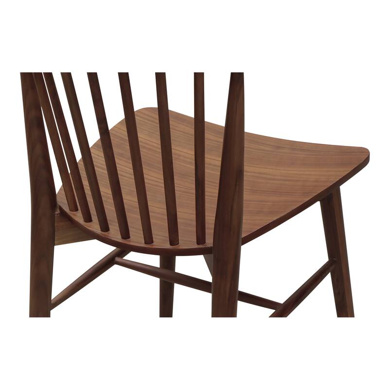 NADAAL STUDIOS Briar Dining Chair, Spindle Back, Solid Walnut Frame, Walnut Finish - Set of 2