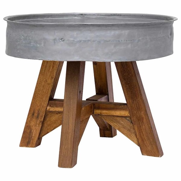 slide 2 of 5, vidaXL Coffee Table Solid Reclaimed Wood 23.6"x17.7" Silver