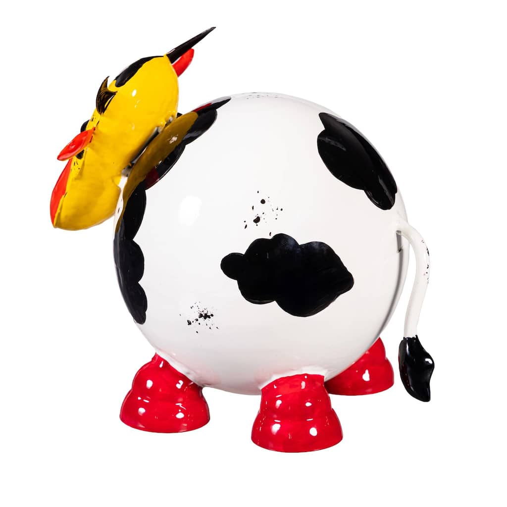 7.5 in. Metal Portly Cow Garden Statue