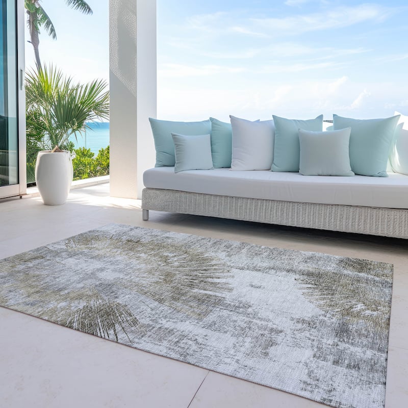 Machine Washable Indoor/ Outdoor Chantille Contemporary Starburst Rug - Taupe - 2'6" x 3'10"