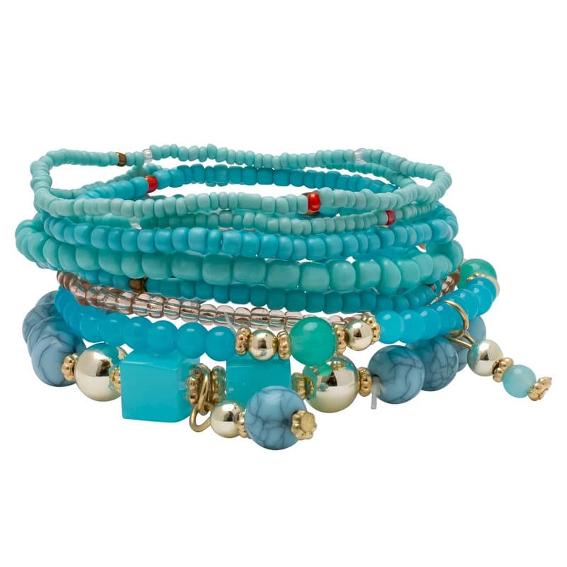 Victoria Townsend Gold Plated Blue Bead Layering Bracelet - 7.25 Inch - Yellow