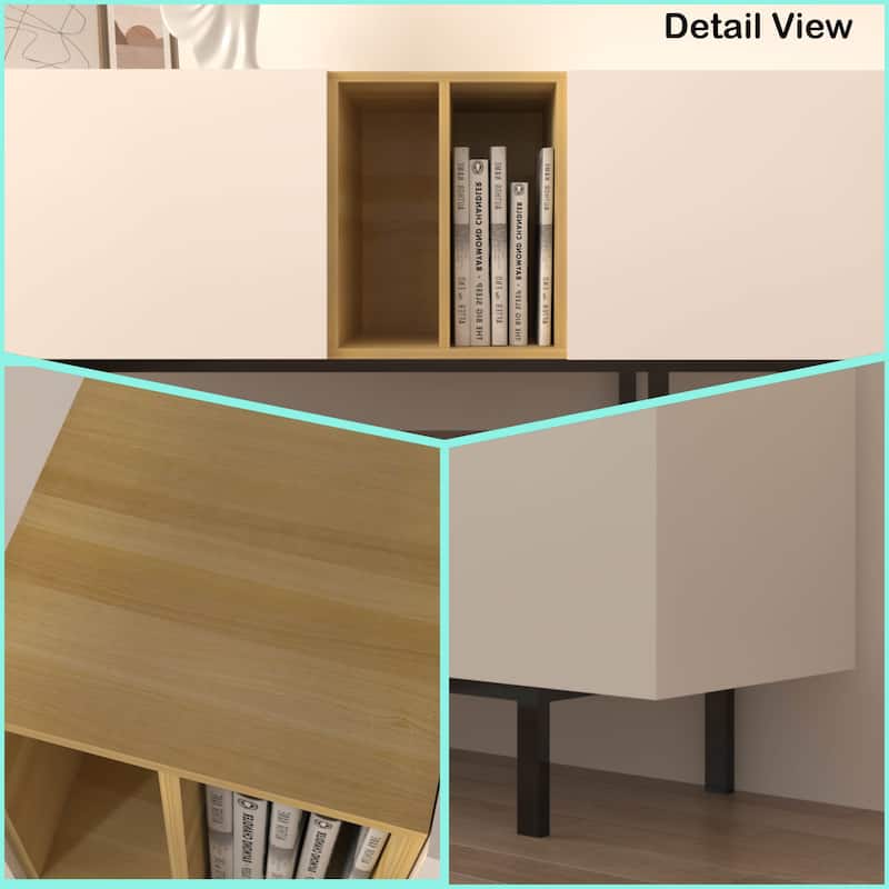 TV Console with Big Storage Cabinets,Modern TV Stand