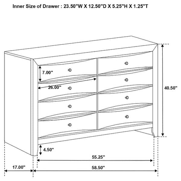 dimension image slide 18 of 27, Briana Black Storage Platform Bedroom Set
