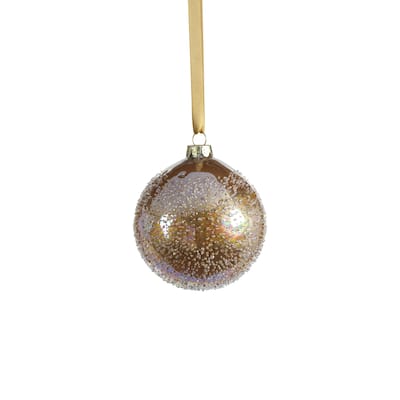 4" Sugar Bead Luster Gold Glass Ball Ornaments, Set of 6