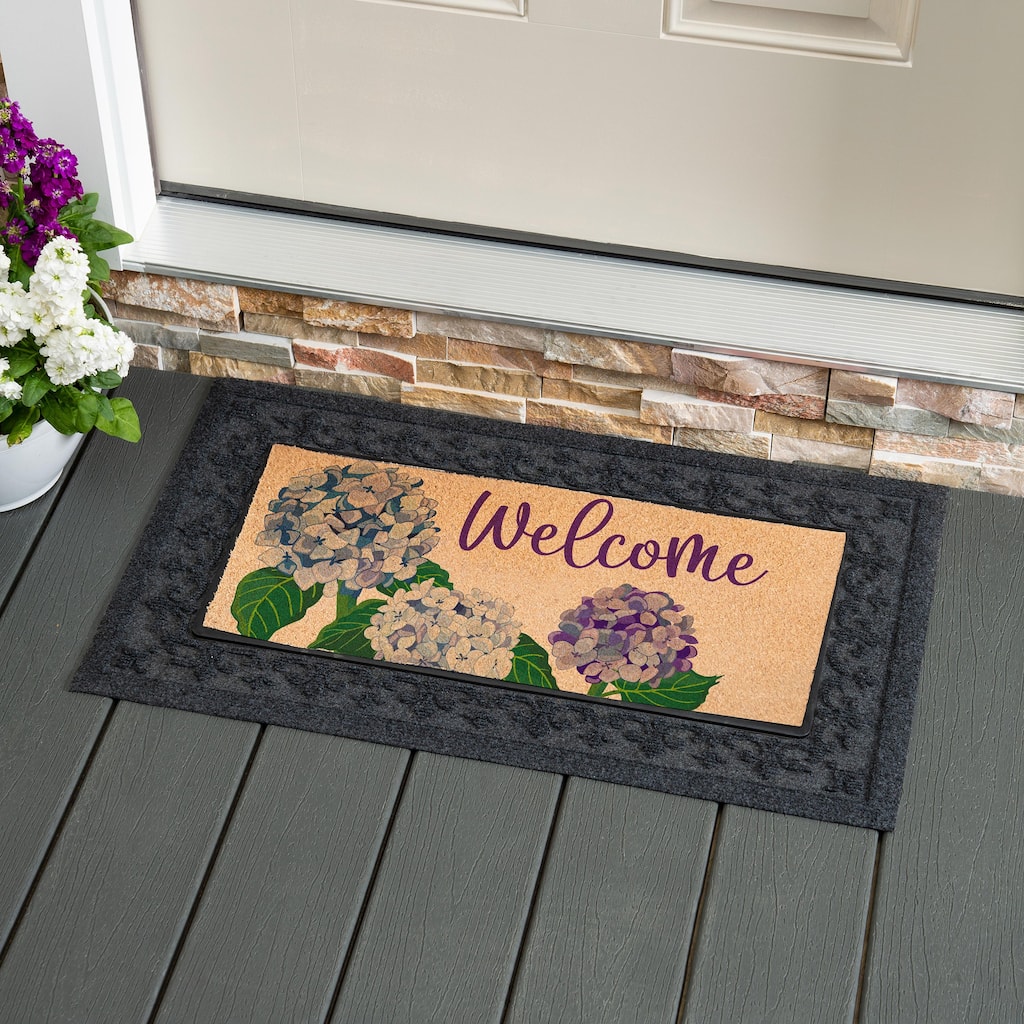 22 in. x 10 in. Hydrangea Heaven Flocked Sassafras Coir Switch Mat