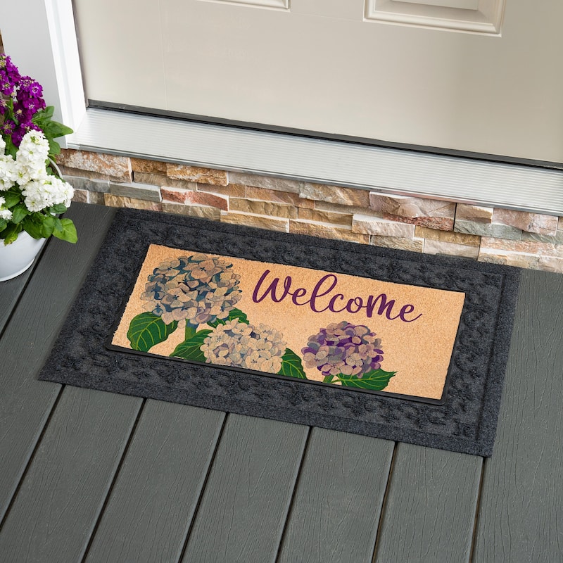 22 in. x 10 in. Hydrangea Heaven Flocked Sassafras Coir Switch Mat