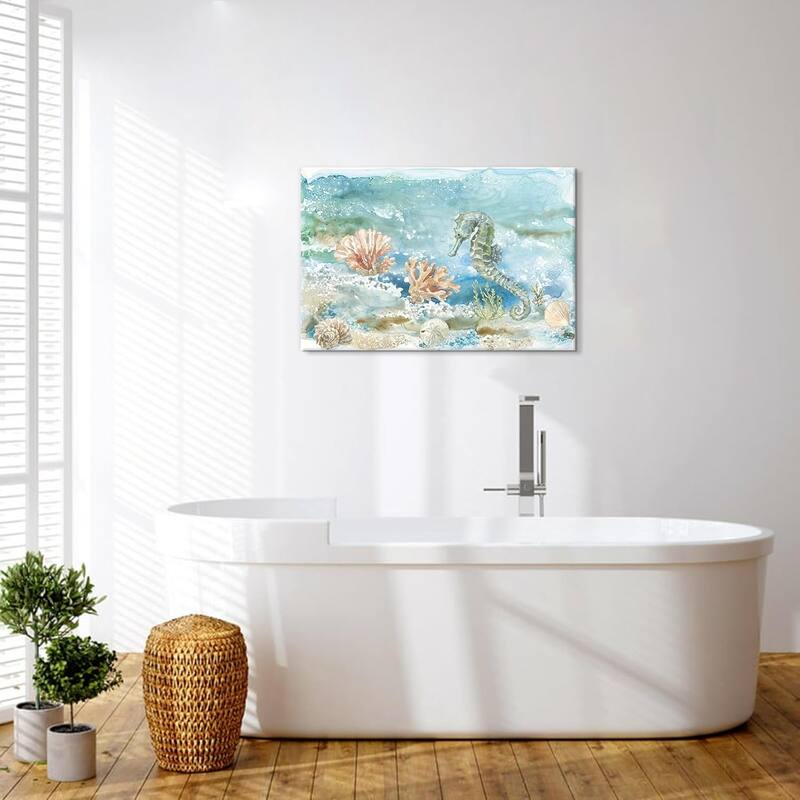 Ocean Wall Decor Seahorse Canvas Art Coastal Marine Sea Life