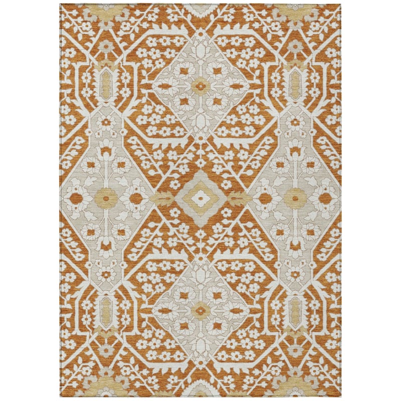 Machine Washable Indoor/ Outdoor Chantille Traditional Medallion Rug