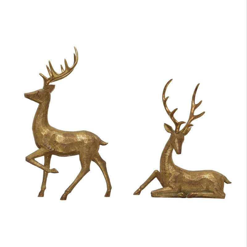 Resin Deer, Set of 2 - Gold - Gold