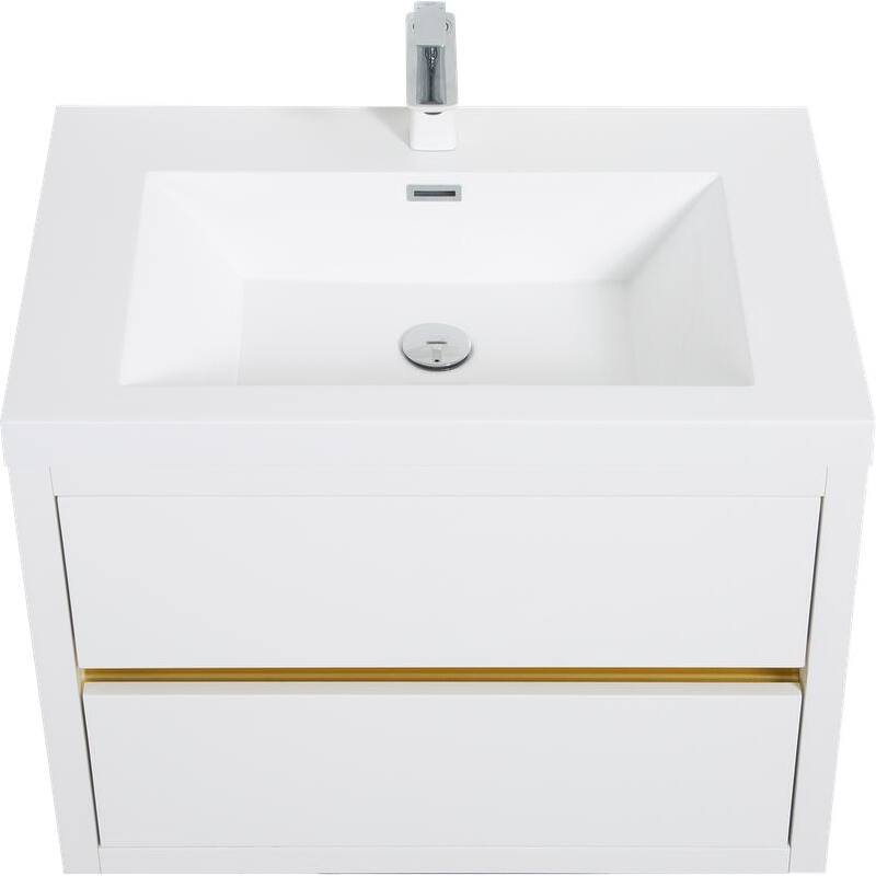 Abruzzo 30" Wall-Mount Bathroom Vanity with Stone Resin Top and Dual Soft-Close Drawers