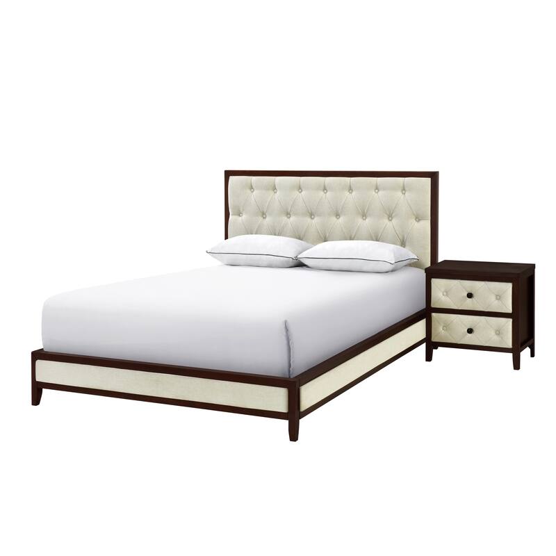 Luxurious Cherry Espresso 1-Pc Nightstand w/ Designed Drawers for Bedroom