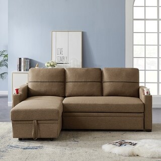 Reversible Sleeper Sectional Sofa, Pull out Sofa Bed with Storage ...