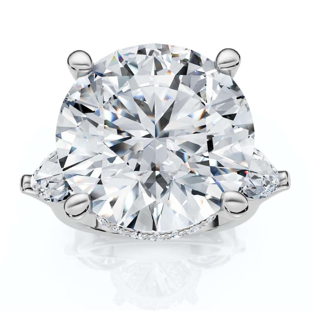 Bliss Diamond 11.75ct Diamond Marquise Accent Ring, Gold or Platinum Lab Grown