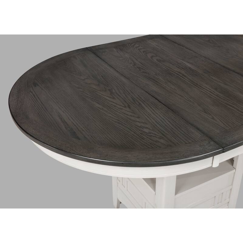 Ursulina Chalk Gray Modern Oval Extendable Counter Height Set